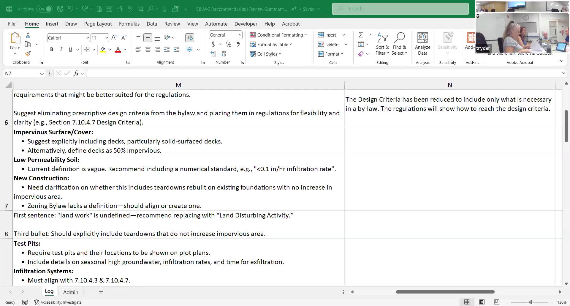 Group moves technical design details into regulations; plot plans, test pits and PE‑stamped as‑builts discussed