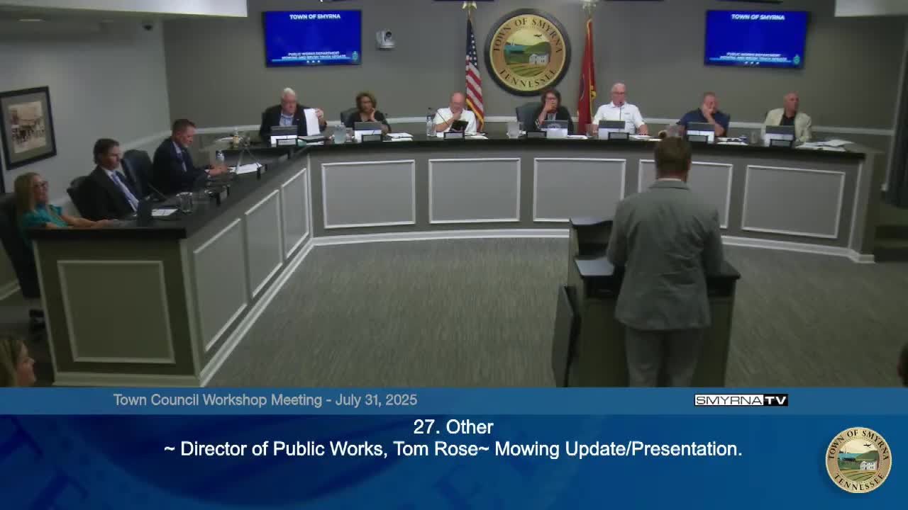 Public Works outlines mowing and brush‑pickup strain after heavy spring rains; town shifts routes to contractor