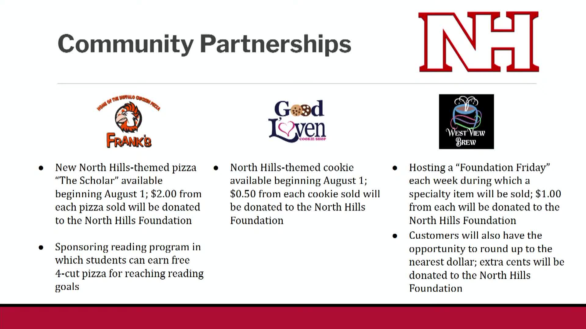 Board approves three community partnerships to raise funds for North Hills Foundation