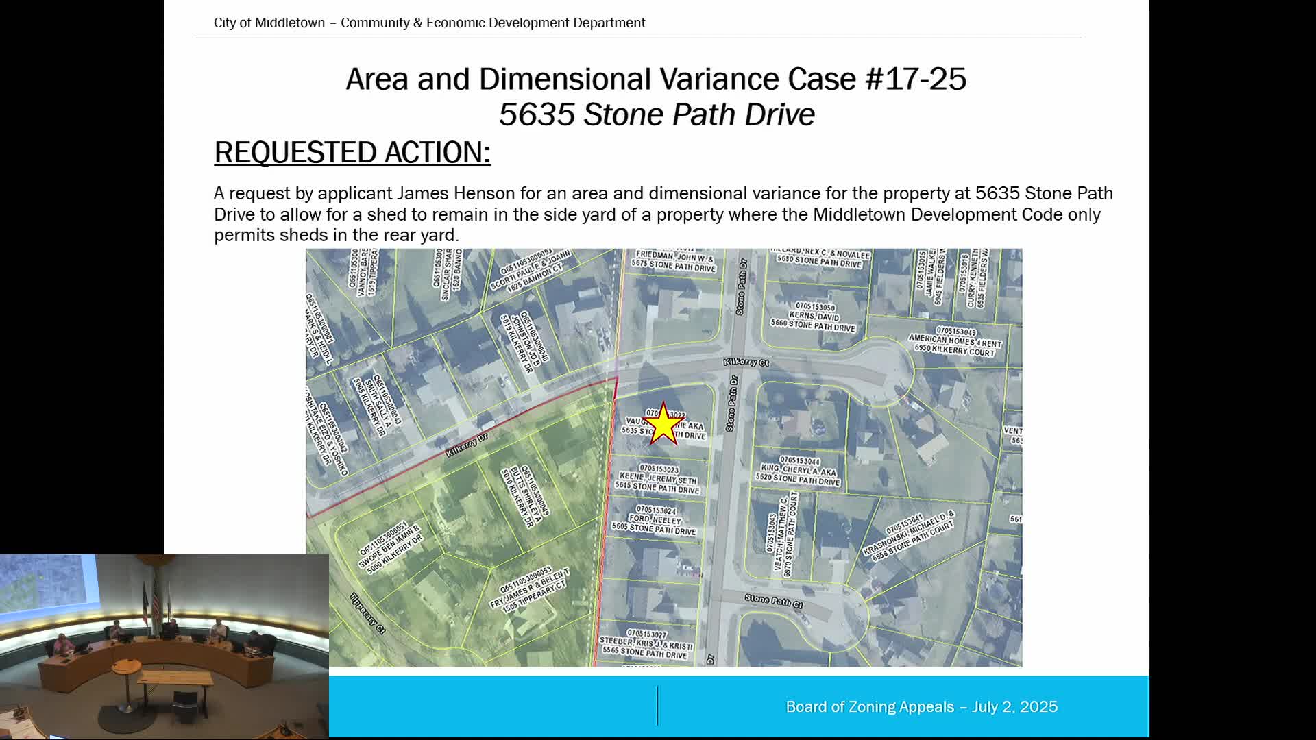 Middletown board approves variance to allow shed in side yard on steep lot