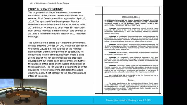 Planning commission approves final plat for Havenwood planned development