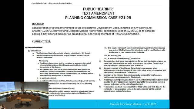 Planning commission backs adding nonvoting city council member to Historic Commission