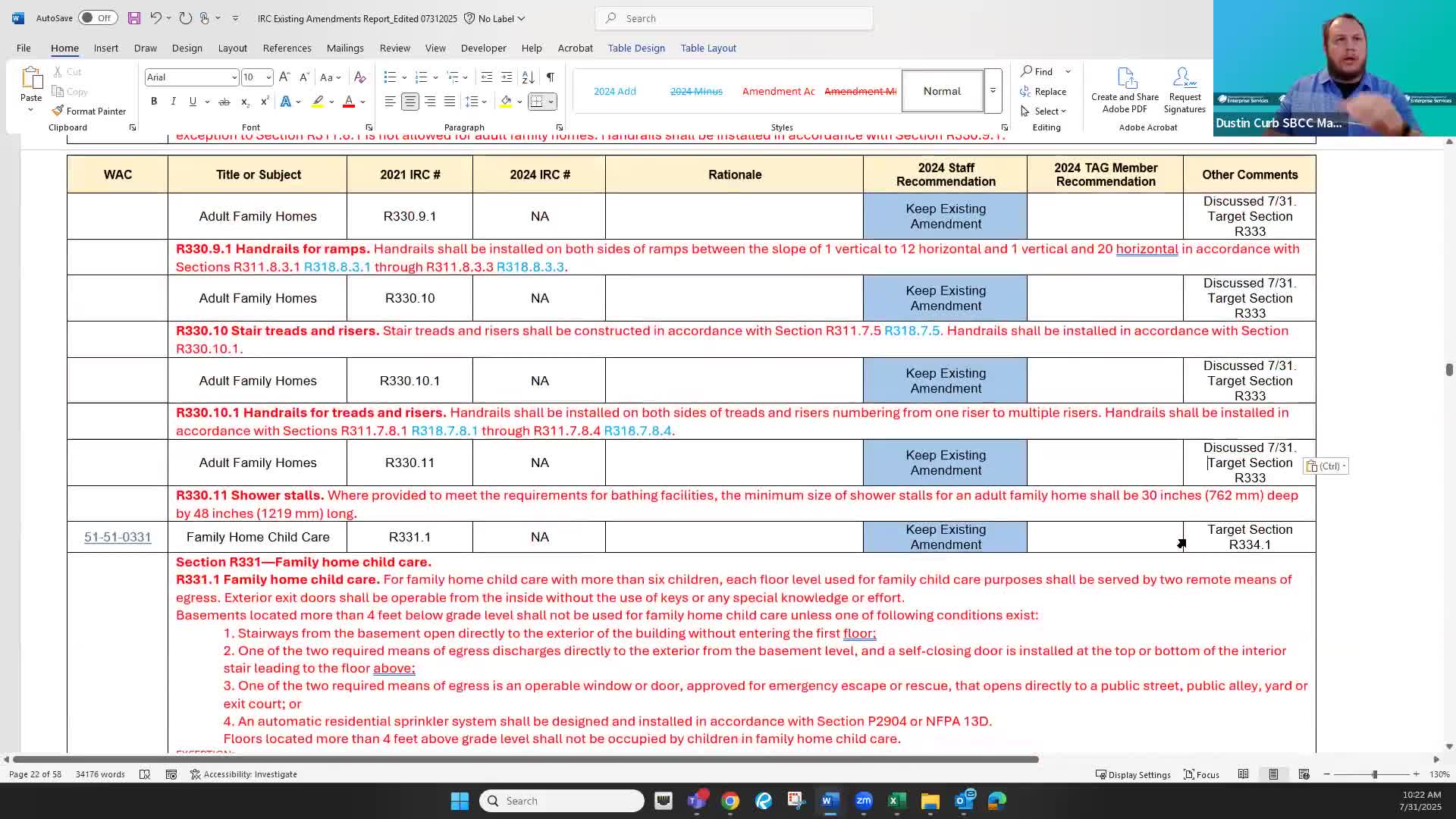 Tag discusses sprinkler rules for family home child care; seeks coding clarity for 13–16 children