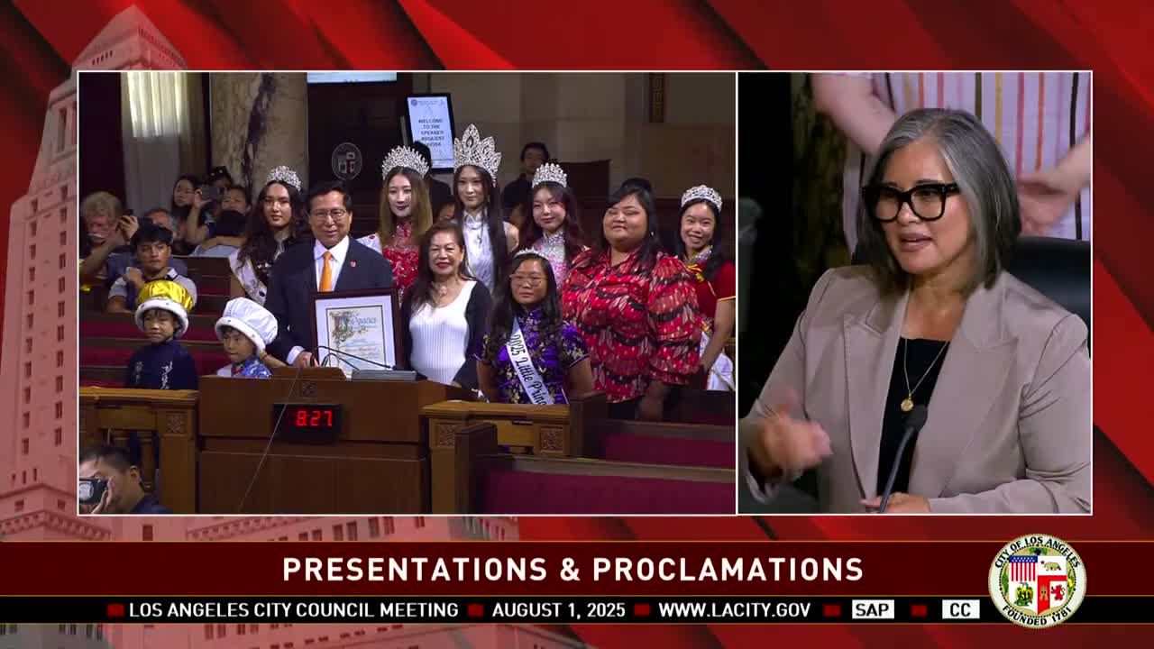 Los Angeles honors Miss Chinatown Court 2025 and young leaders at city council meeting