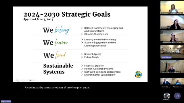 Board adopts 2025–26 annual plan focusing on fund balance, literacy/math and chronic absenteeism