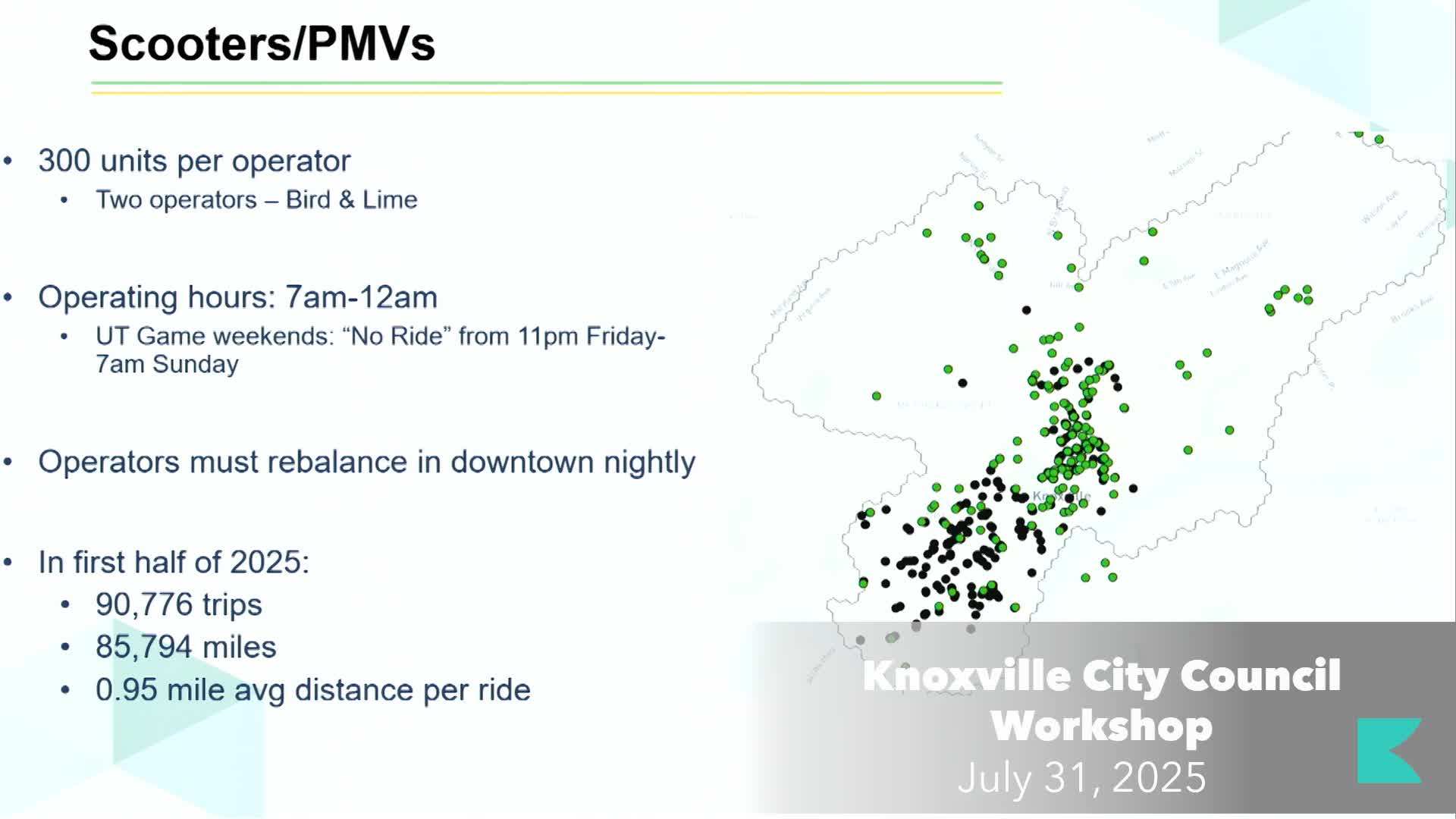 City describes scooter rules, operator tech and 311/dashboard upgrades at workshop