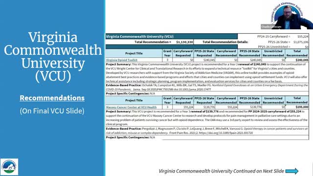 VCU Partners on Opioid Abatement and Cancer Pain Management Projects in Virginia