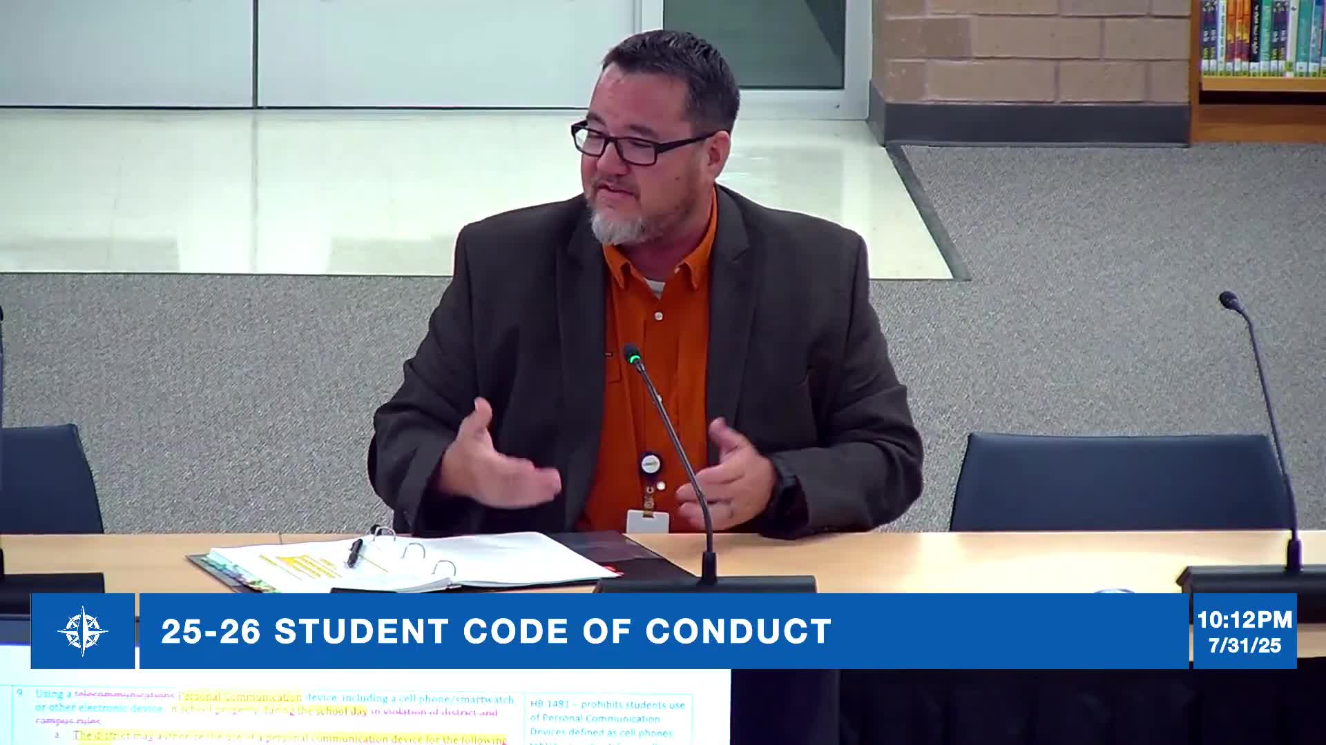 School Policy Committee Reviews TEA Guidance on Cell Phone Use and Discipline Measures