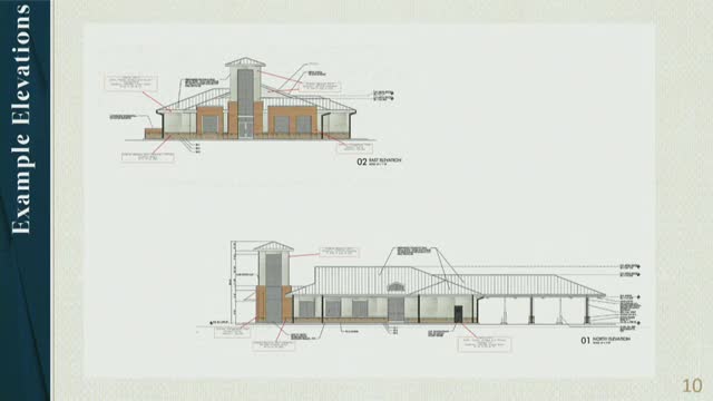 Applicant Brandon Alford proposes paint and Nichiha panels for Flower Mound building renovation