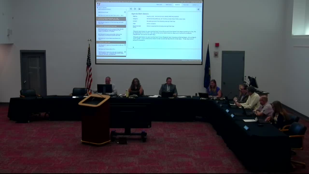 Wilson School Board Approves Field Trips and Reappoints Nursing Supervisor