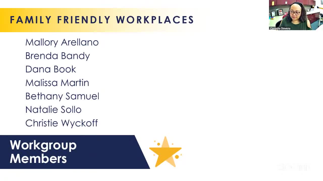 Work group outlines framework for 'family-friendly' employer designation; seeks nonprofit home and advisory board