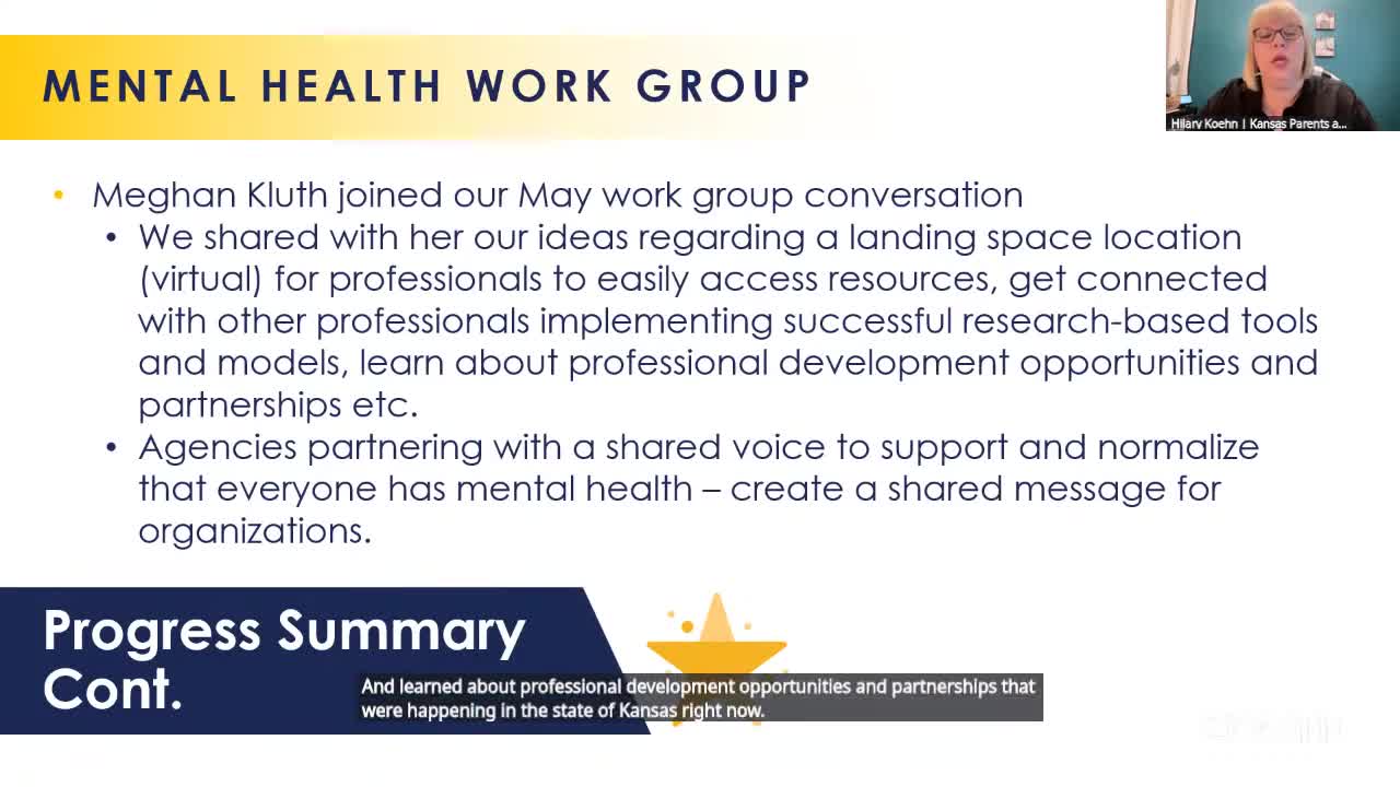 Mental Health Work Group Proposes Kansas Awareness Initiatives and Resources