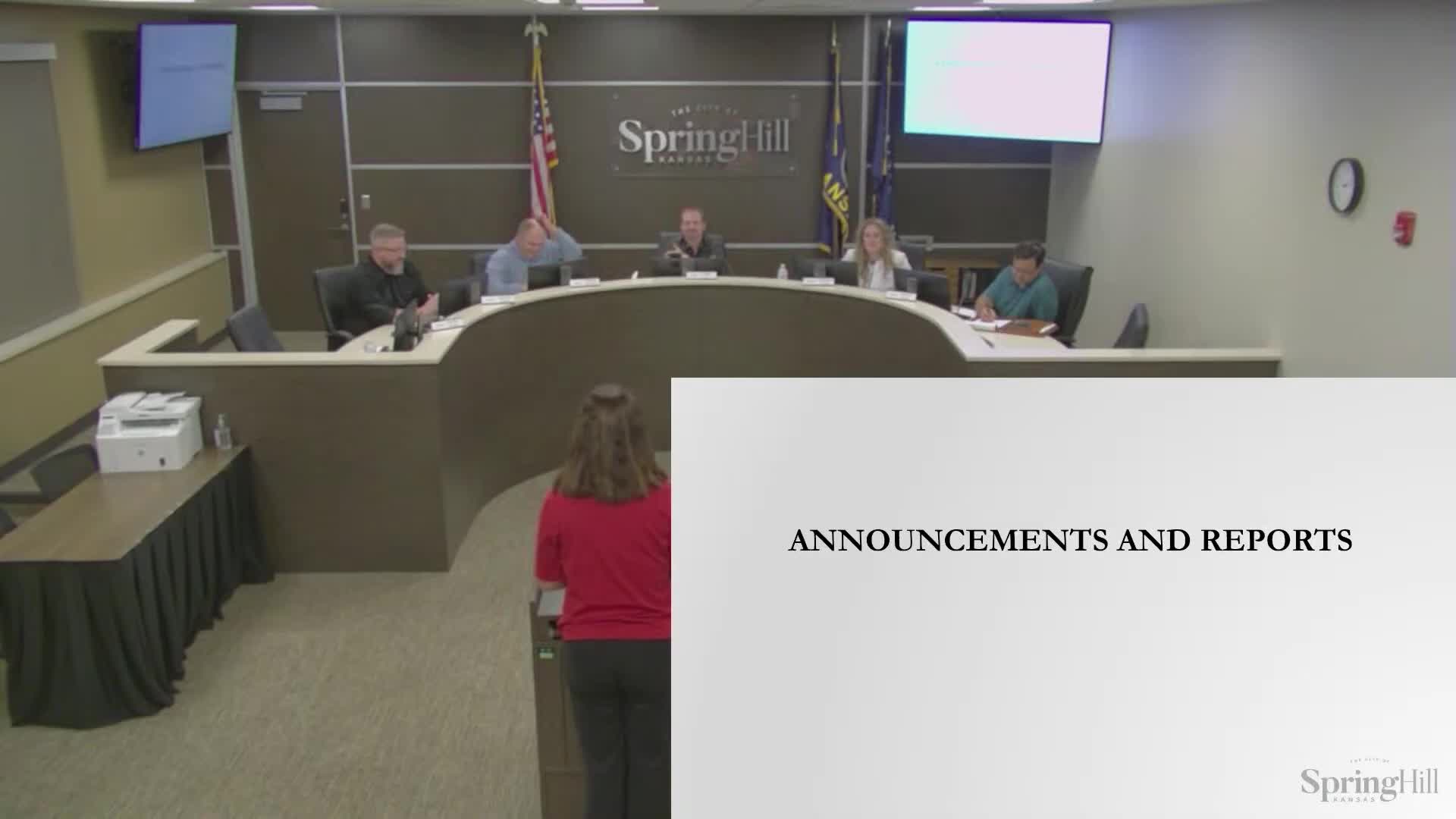 Staff reports KDOT approval and next steps for 190th Street signal project; potholes to be patched