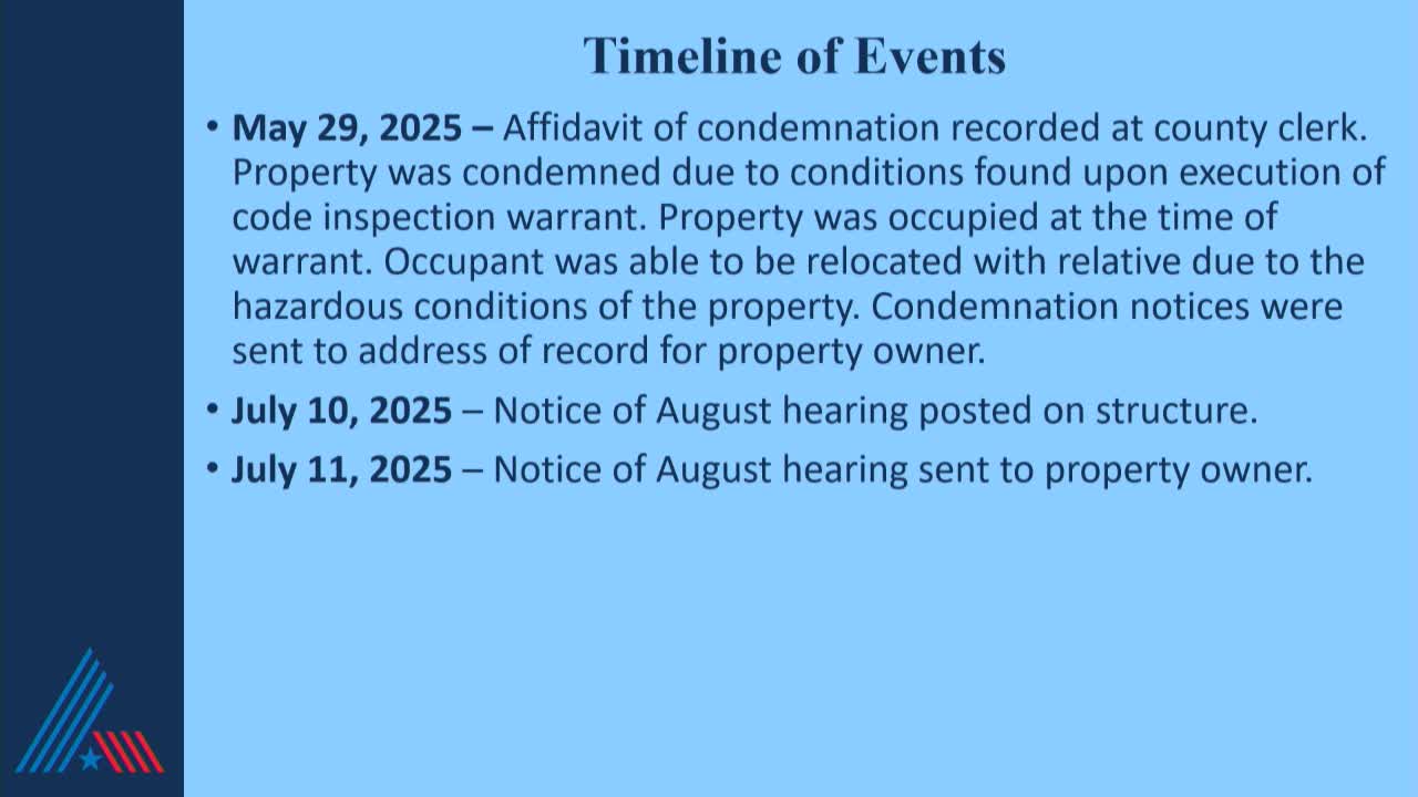 City Council Moves Forward on Hazardous Property Demolition Hearing