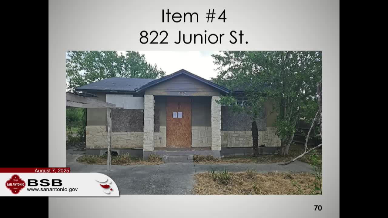 City Staff Recommends Demolition of Deteriorating Structure at 822 Junior Street