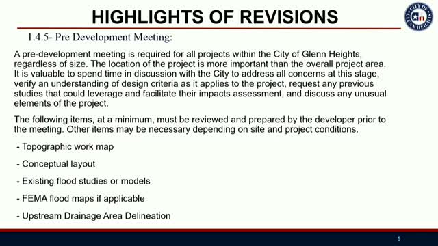 Glen Heights Implements Pre-Development Meeting Requirement for Drainage Projects