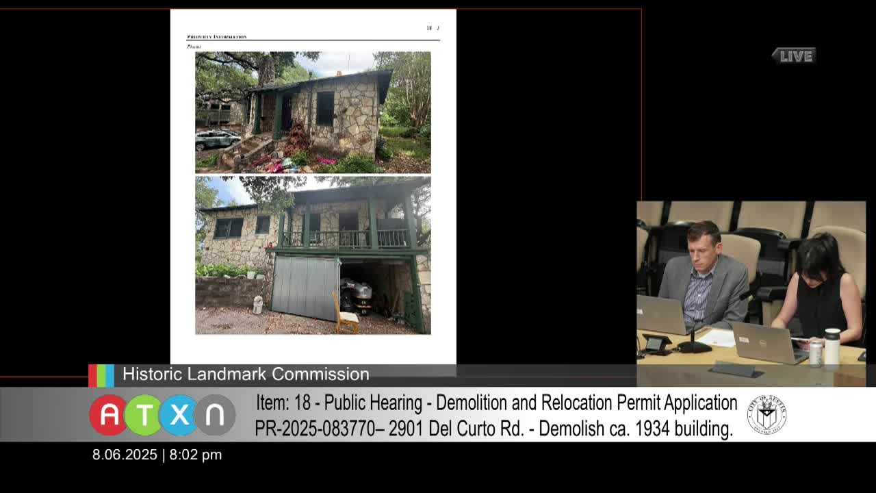 Austin Commission Discusses Demolition Permit for 2901 Delcurto Property