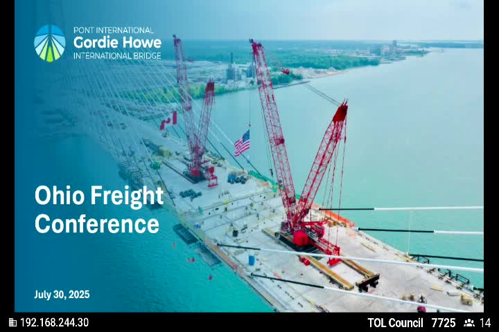 Tim Macauk presents Gordie Howe International Bridge's economic impact to Toledo council