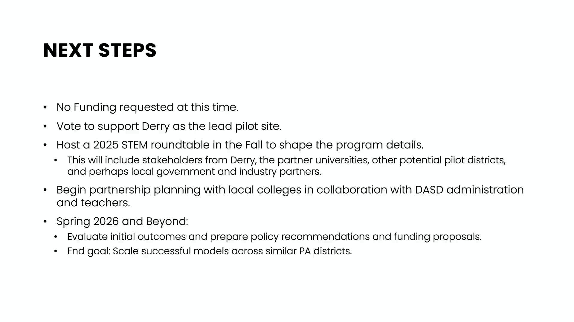 Board Approves Fall STEM Roundtable for High School Student Engagement
