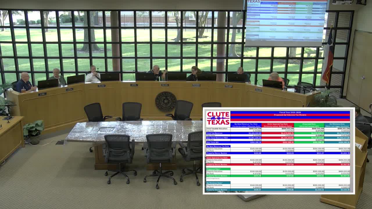 Klute City Council Votes on Proposed 1.6% Tax Rate Increase Ahead of Public Hearing