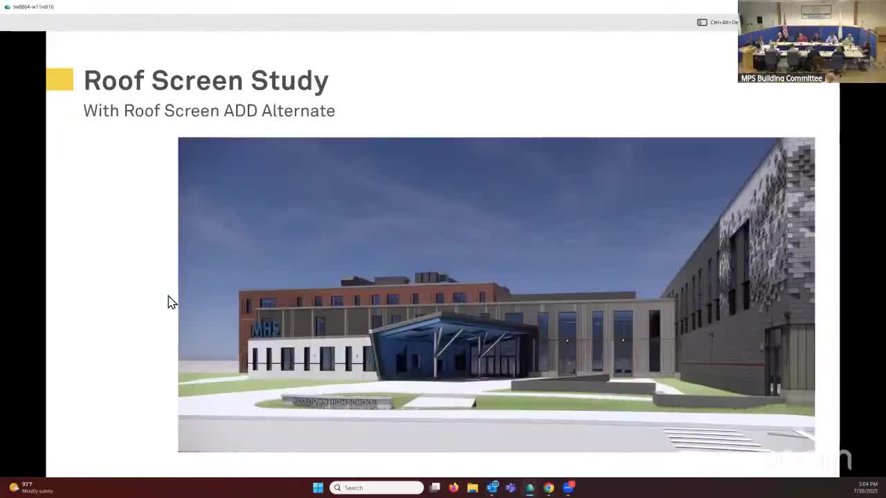 Architects advise against paying for a roof-screen alternate after mechanical design changes