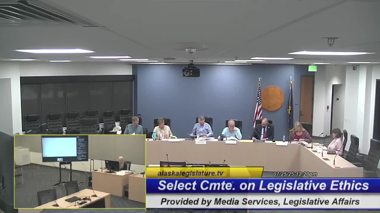 Ethics committee enters executive session citing AS 24.61.60 and committee rules