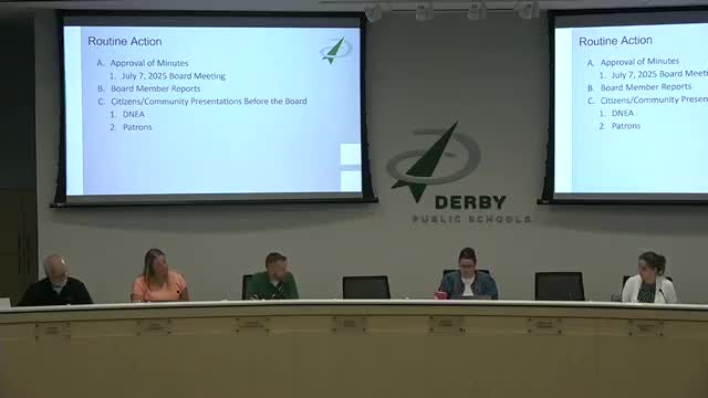 Board approves consent items including Sedgwick County SRO agreement and high school donation