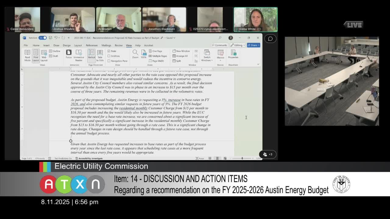 Austin Energy Commission Proposes $1.50 Increase in Fixed Customer Charge