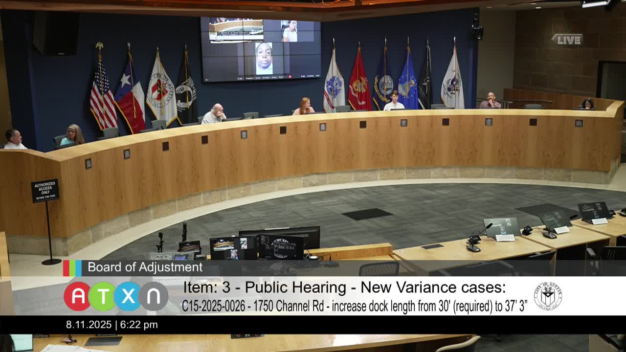 Board of Adjustment Reviews Dock Variance Application Amid Dredging Concerns