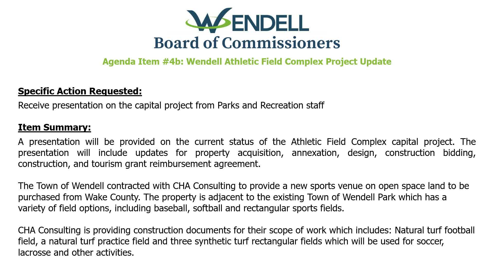 Wendell previews 5‑field athletic complex; NCFC to fund lighting for turf fields