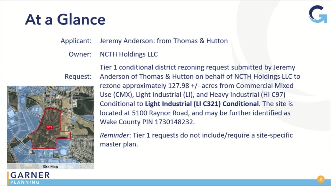 Garner Council Considers Tier 1 Rezoning Request for 127 Acres on Rainer Road