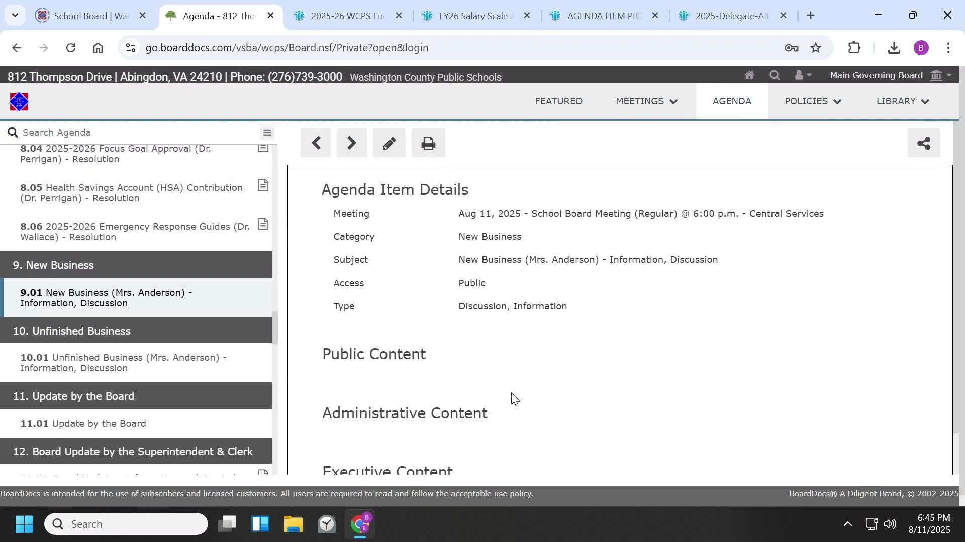 Washington County Board Discusses Meeting Formats and School Year Preparations