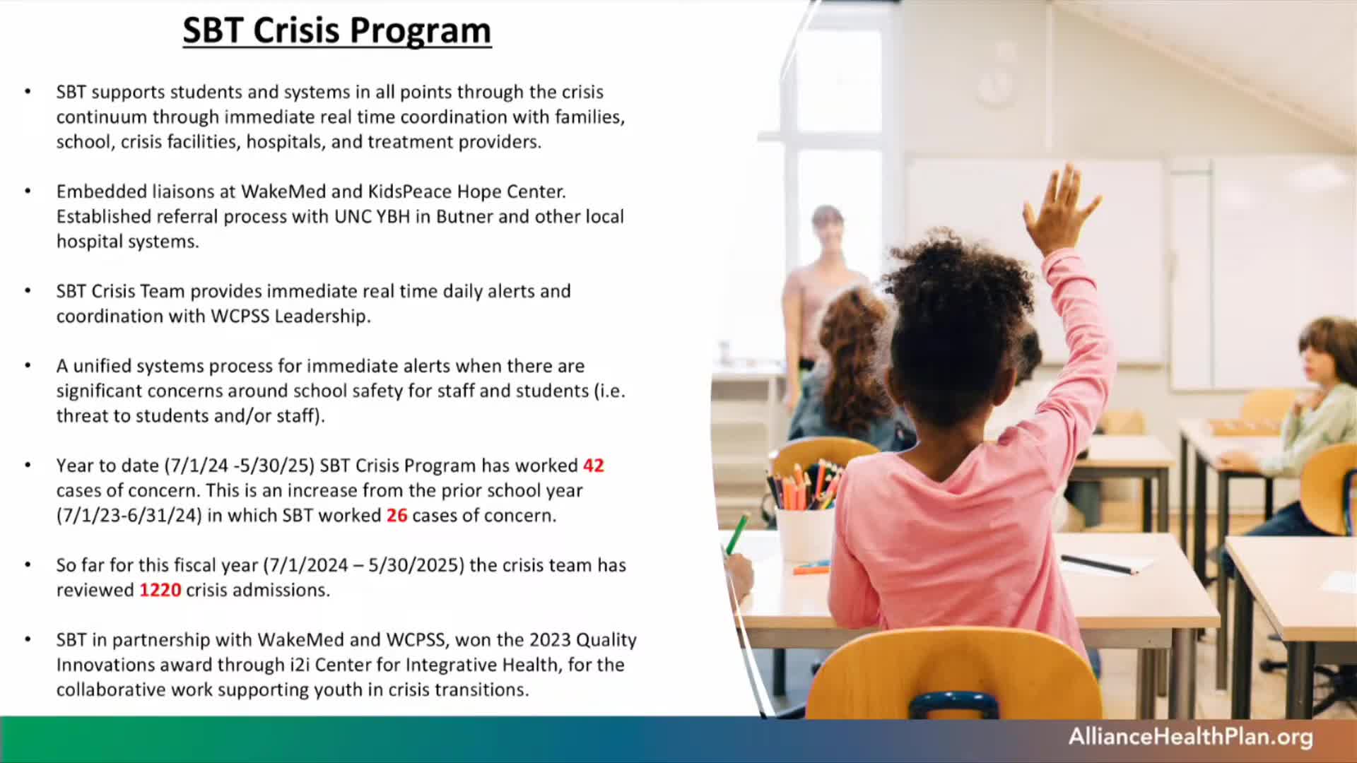 Wake County Schools Achieves 98 Percent Transition Rate for Students from Psychiatric Treatment Facilities