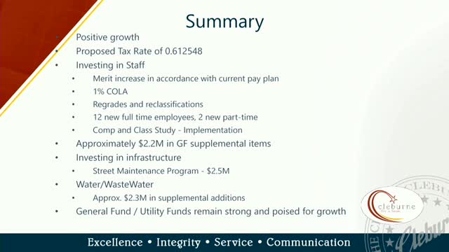 Cleburne Budget Discussion Highlights Infrastructure Investments and Firefighter Recruitment Incentives