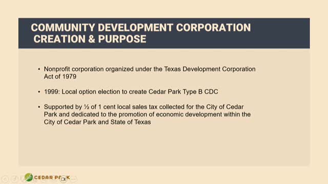 Cedar Park Type B Board Promotes Economic Growth Through Local Sales Tax Funding