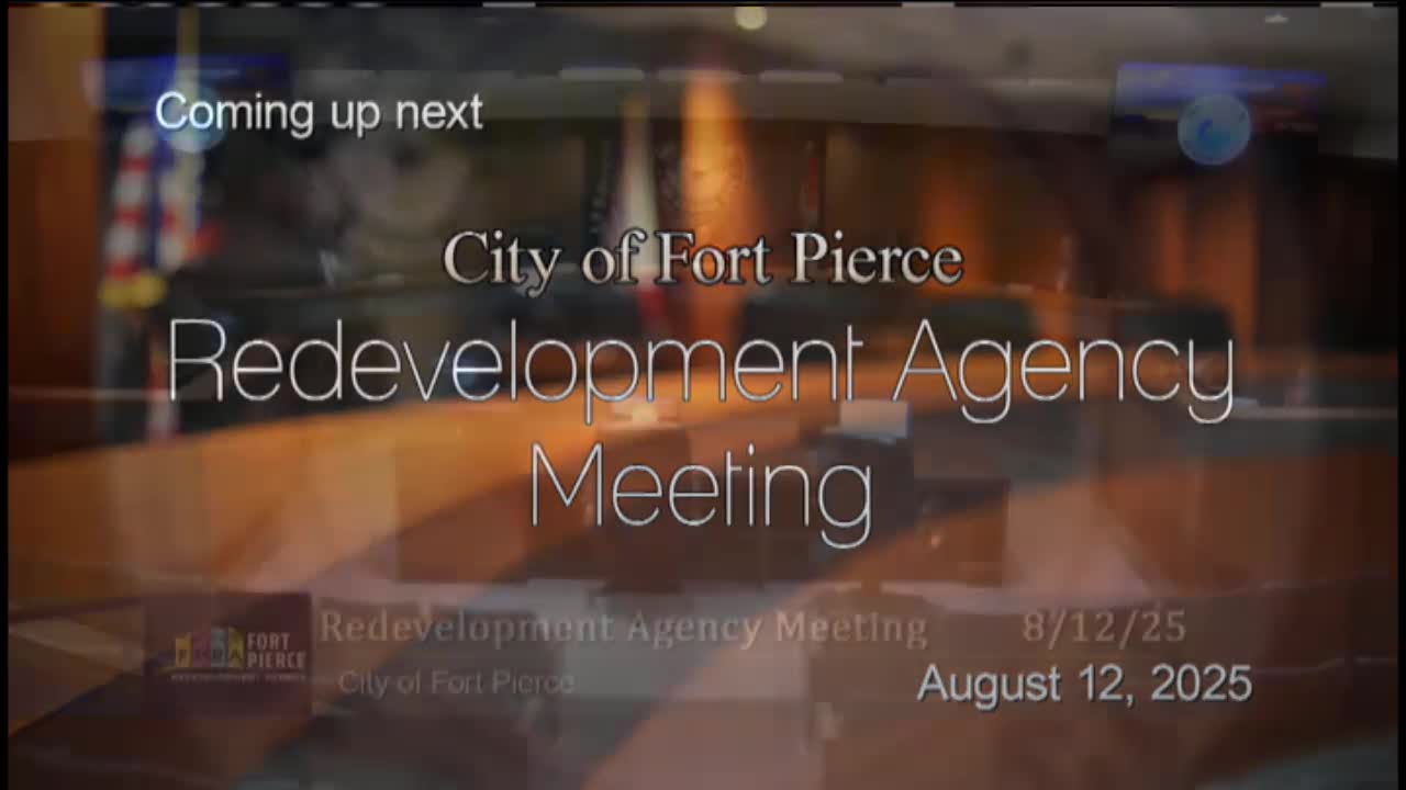 Fort Pierce Redevelopment Agency holds meeting led by Chairwoman Hudson