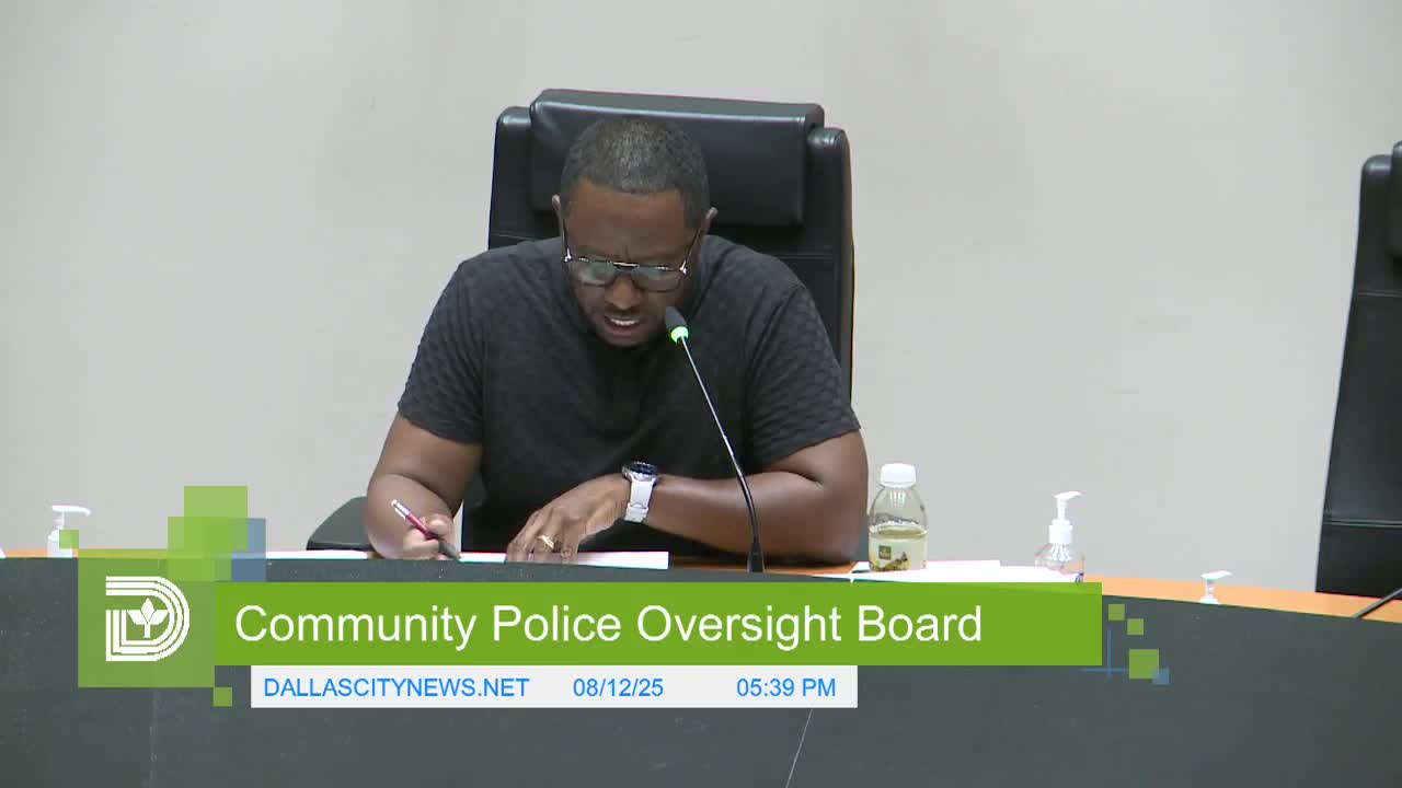 Dallas Community Police Oversight Board Confirms Quorum and Opens Public Comment Session
