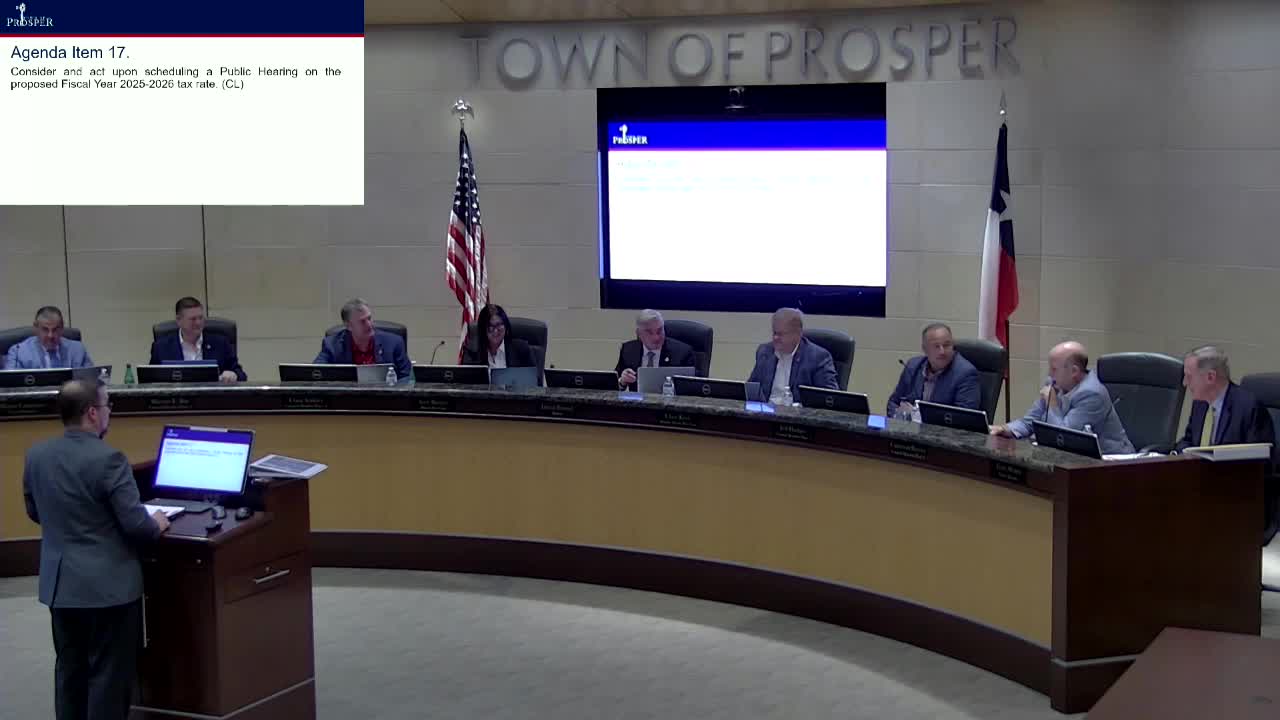 Prosper Town Council Sets Public Hearing on Proposed Tax Rate and Impact Fee Amendments