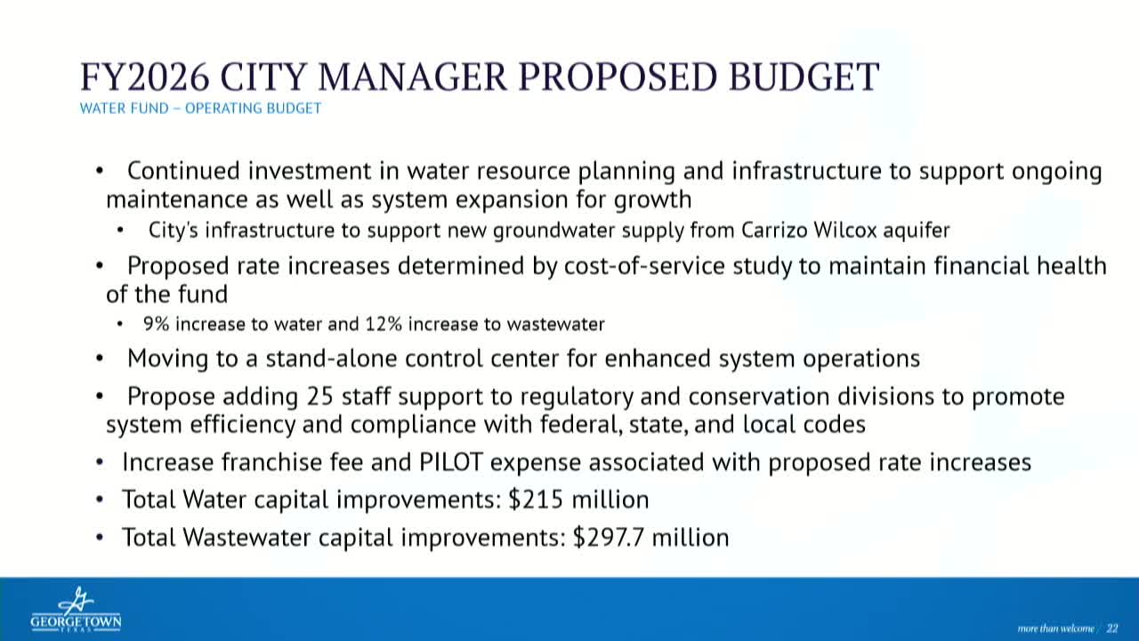 Georgetown proposes water and electric rate increases to address growth and service demands