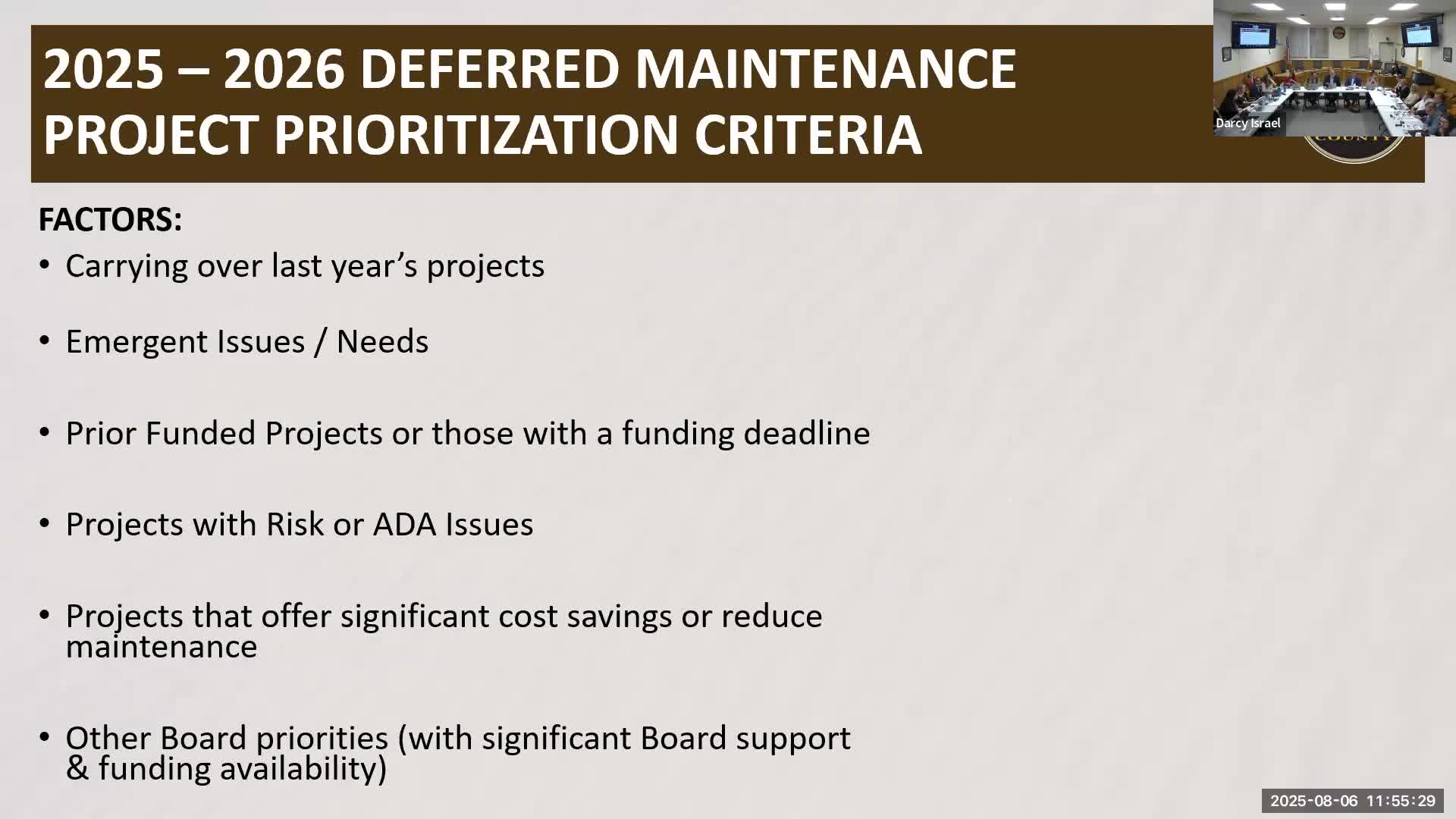 Public works lays out deferred-maintenance and parks work plan; board asked for prioritization and funding options