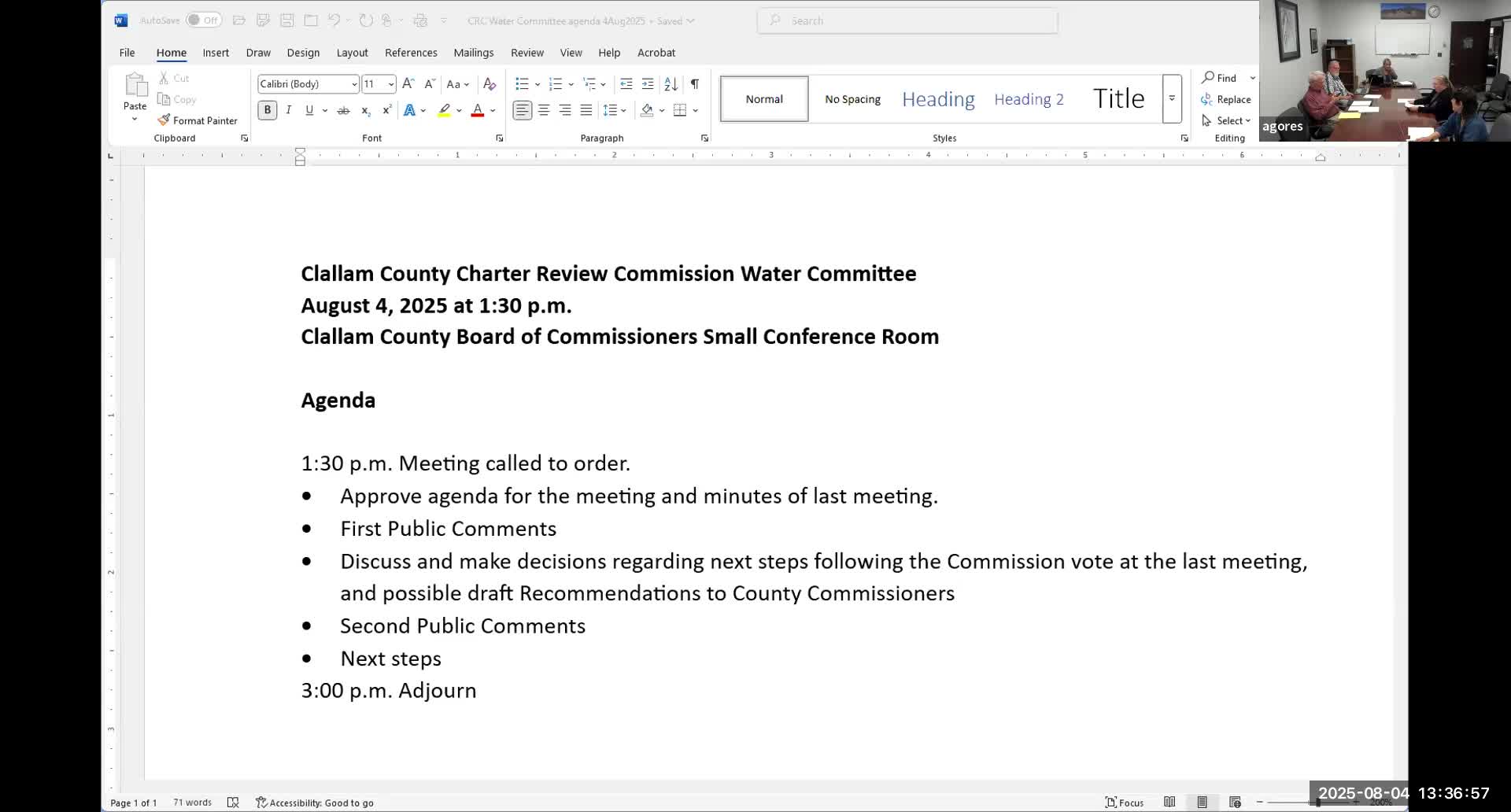 Charter review committee approves resolution urging Clallam County to hire water-resources specialist