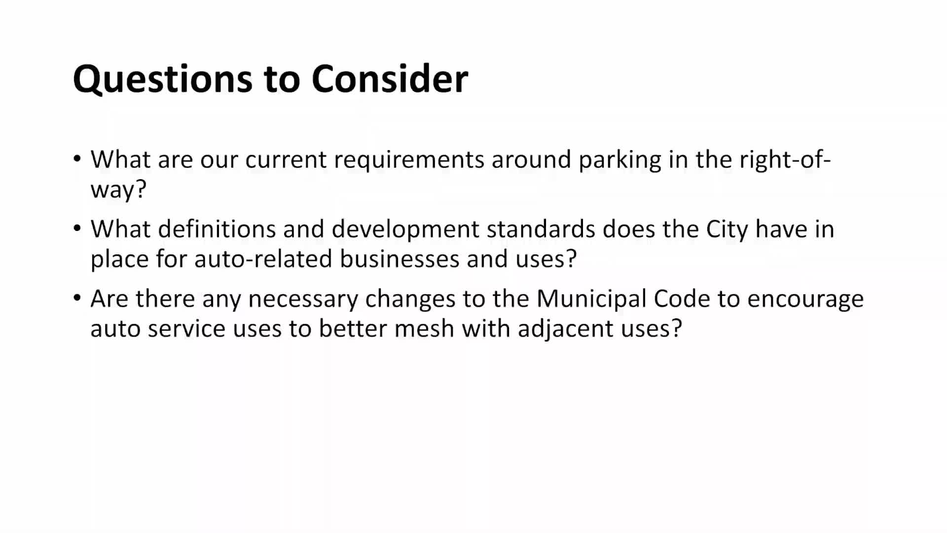 City Council Reviews Auto Repair Shop Code to Address Parking and Storage Concerns