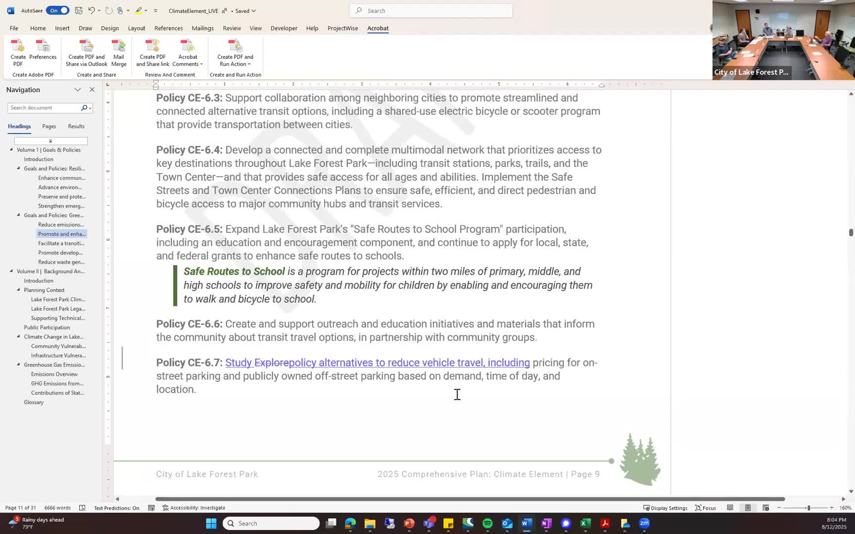Lake Forest Park discusses transportation emissions and potential climate policy changes