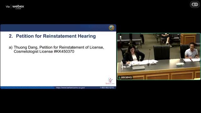 State Board hears testimony and security video in Keying Elmer reinstatement petition