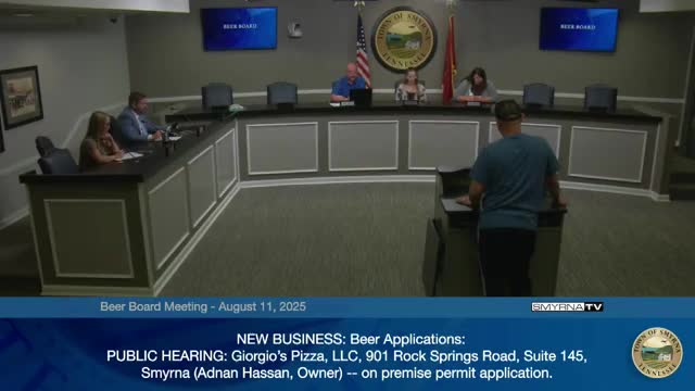 City Council Approves Giorgio's Pizza On-Premise Permit Application