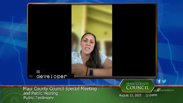 Community Urges Maui Council to Maintain 450 Affordable Housing Units in New Development