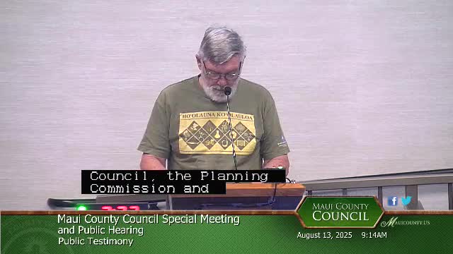 Maui Testifier Questions Council's Motives Amid Strong Opposition to Amendments