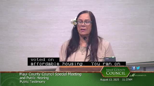 Community Voices Demand Affordable Housing and Traffic Solutions in Kihei Council Meeting