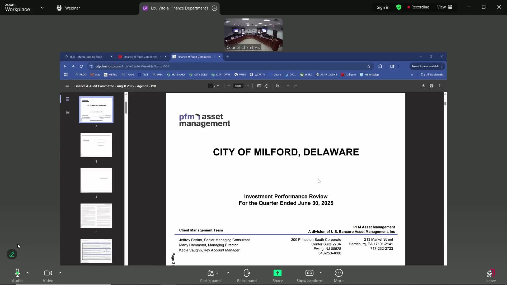 Milford committee reviews PFM AM quarterly investment report, proposes higher ABS allocation