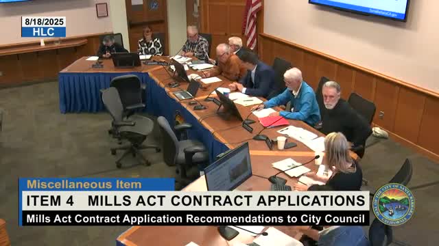 Commission Recommends City Council Approve Mills Act Contracts for Historic Properties